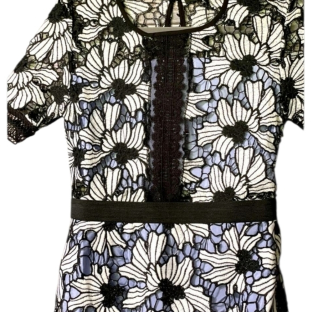 Romeo & Juliet Floral Lace Sheath‎ Dress Black White Blue Knee Length Size Small - Picture 11 of 16
